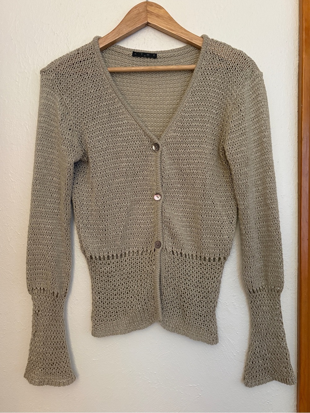 Sage Green Italian Knit V-Neck Cardigan Sweater